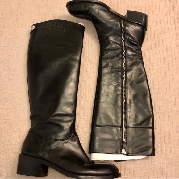 Vincent Camuto Black Leather Boots - Size 8M - Picture 1 of 6